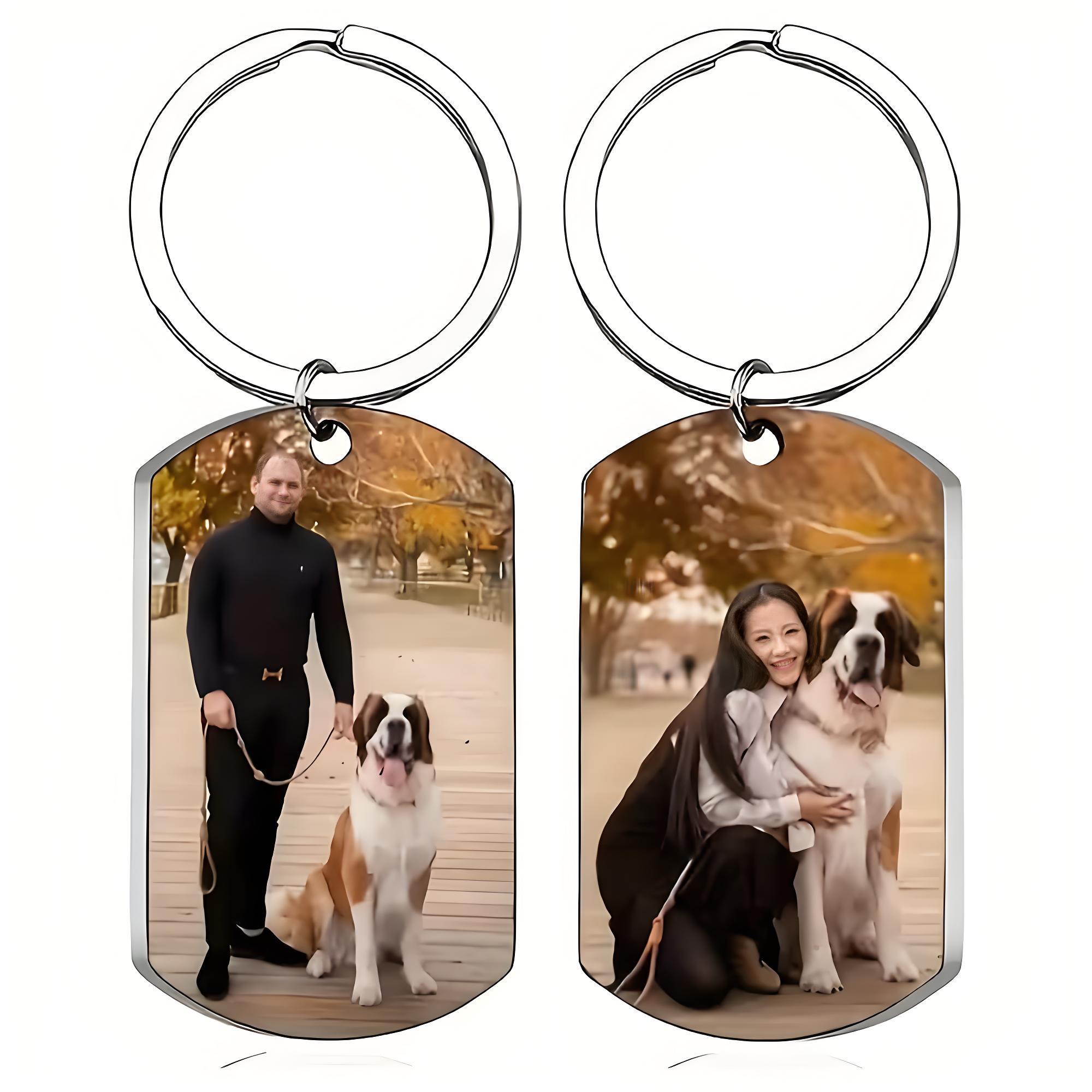 Pet Portrait Custom - Custom Photo Dog Tag Keychain Personalized
